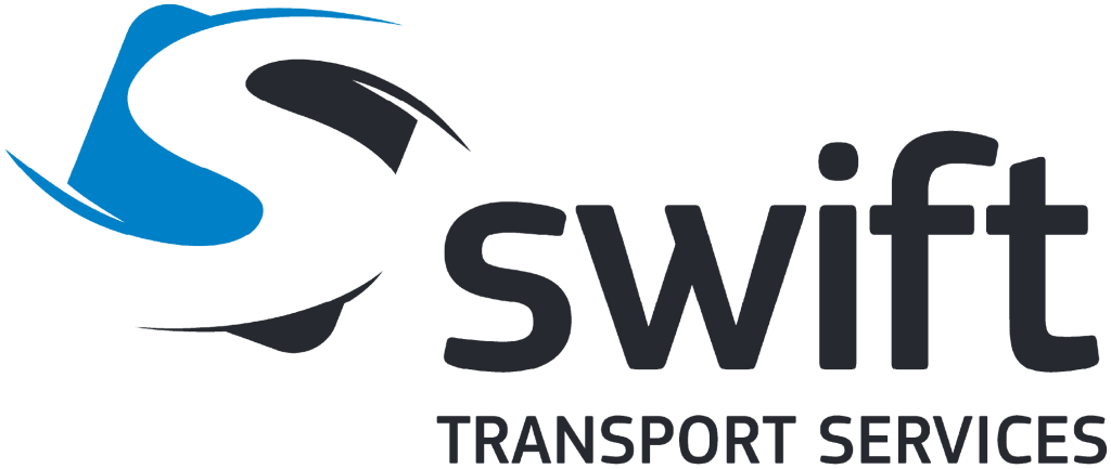 Swift Transport Services logo with blue and black "S" beside "swift TRANSPORT SERVICES" on light background, symbolising reliable Melbourne fleet.